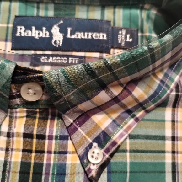 Polo Ralph Lauren Custom Fit Plaid Button Down Shirt Large Mannequin - Picture 3 of 6